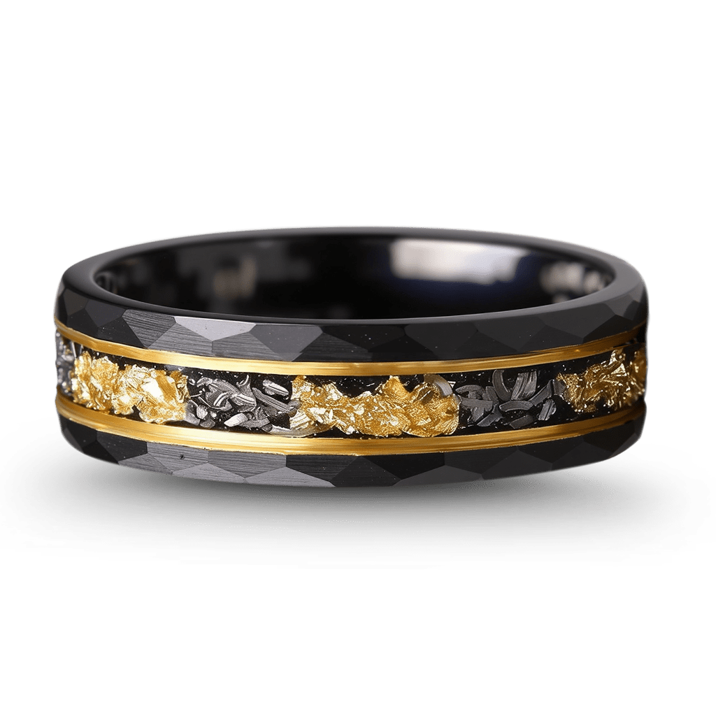 Gnoce Two-Tone Inlay Princess-Cut Stackable Ring Set_5