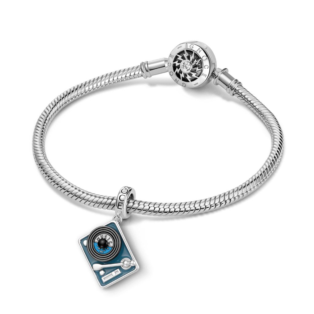 Gnoce Rotatable Vinyl Records Engravable Charm Platinum-plated Silver Blend_4