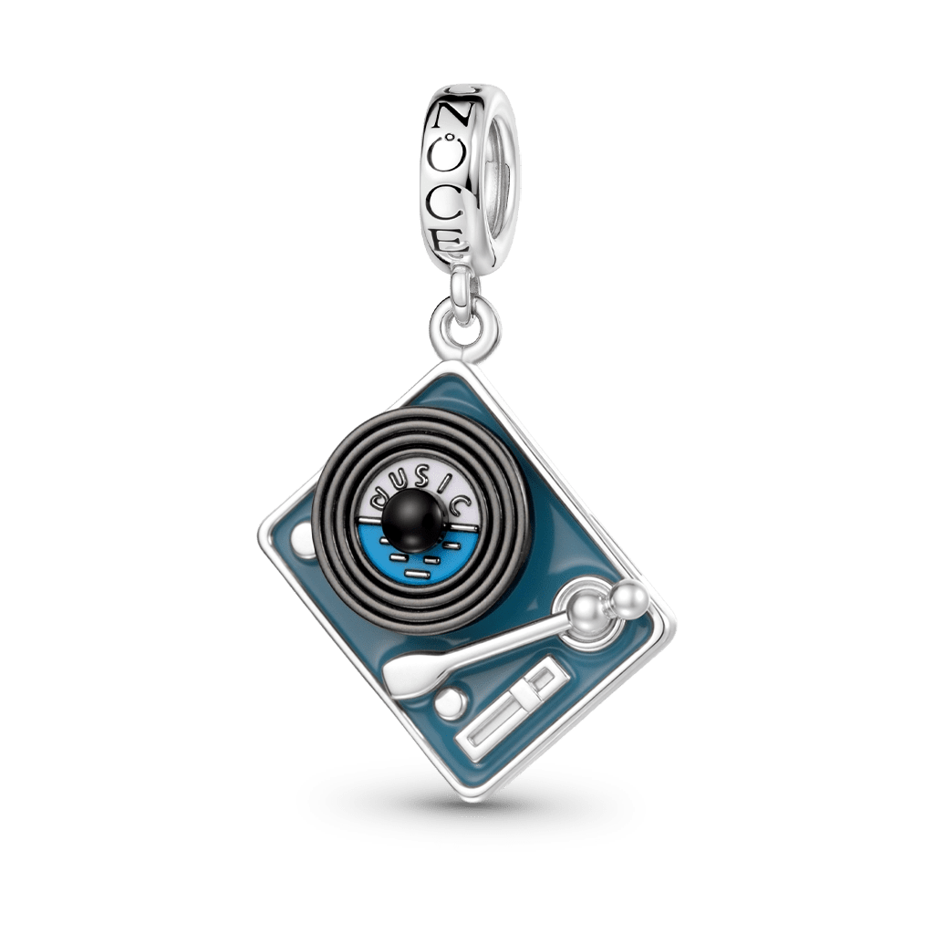 Gnoce Rotatable Vinyl Records Engravable Charm Platinum-plated Silver Blend_2