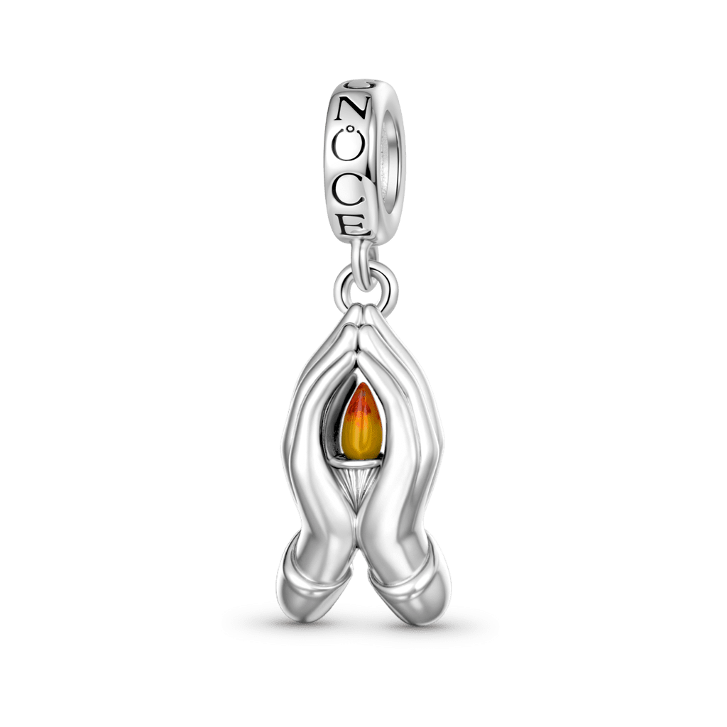 Gnoce Holding Fire In Both Hands Charm Platinum-plated Silver Blend_1