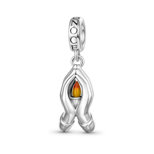 Gnoce Holding Fire In Both Hands Charm Platinum-plated Silver Blend_1