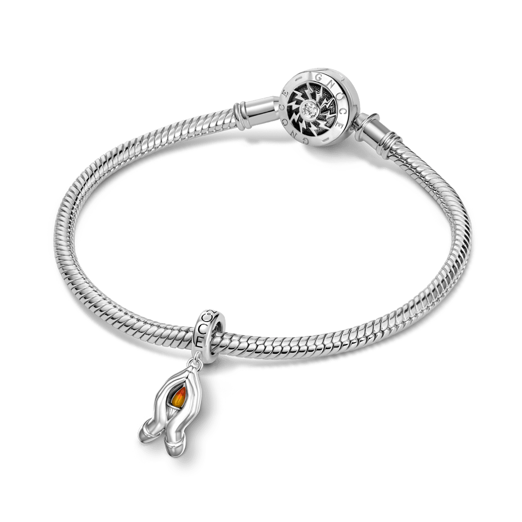 Gnoce Holding Fire In Both Hands Charm Platinum-plated Silver Blend_4