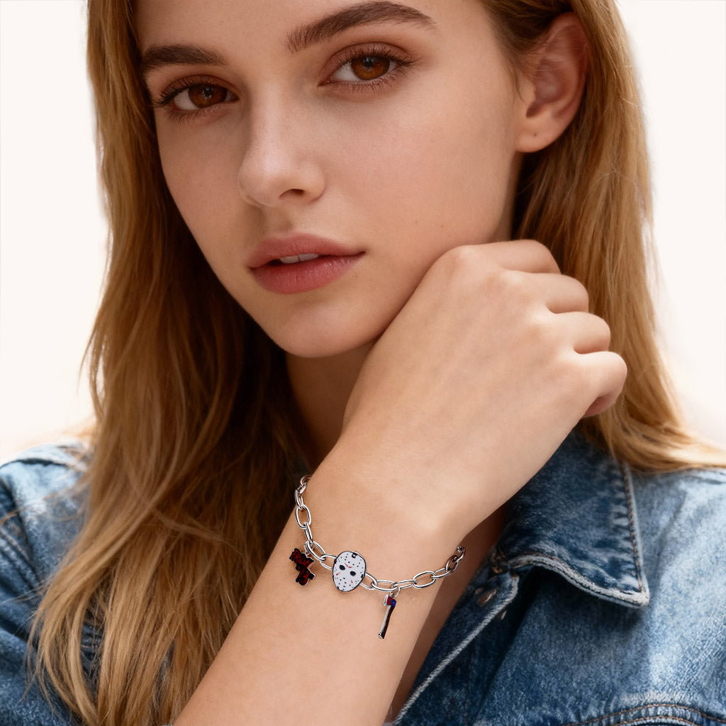 Gnoce Jason Mask, Axe & Logo Chain Bracelet_3