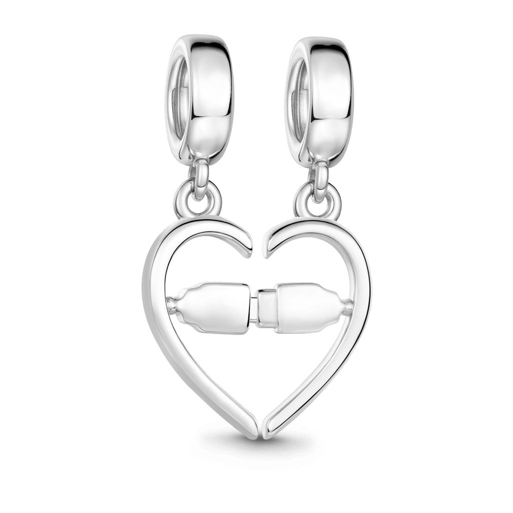 Gnoce Splittable Heart Engravable Charm Platinum-plated Silver Blend_6