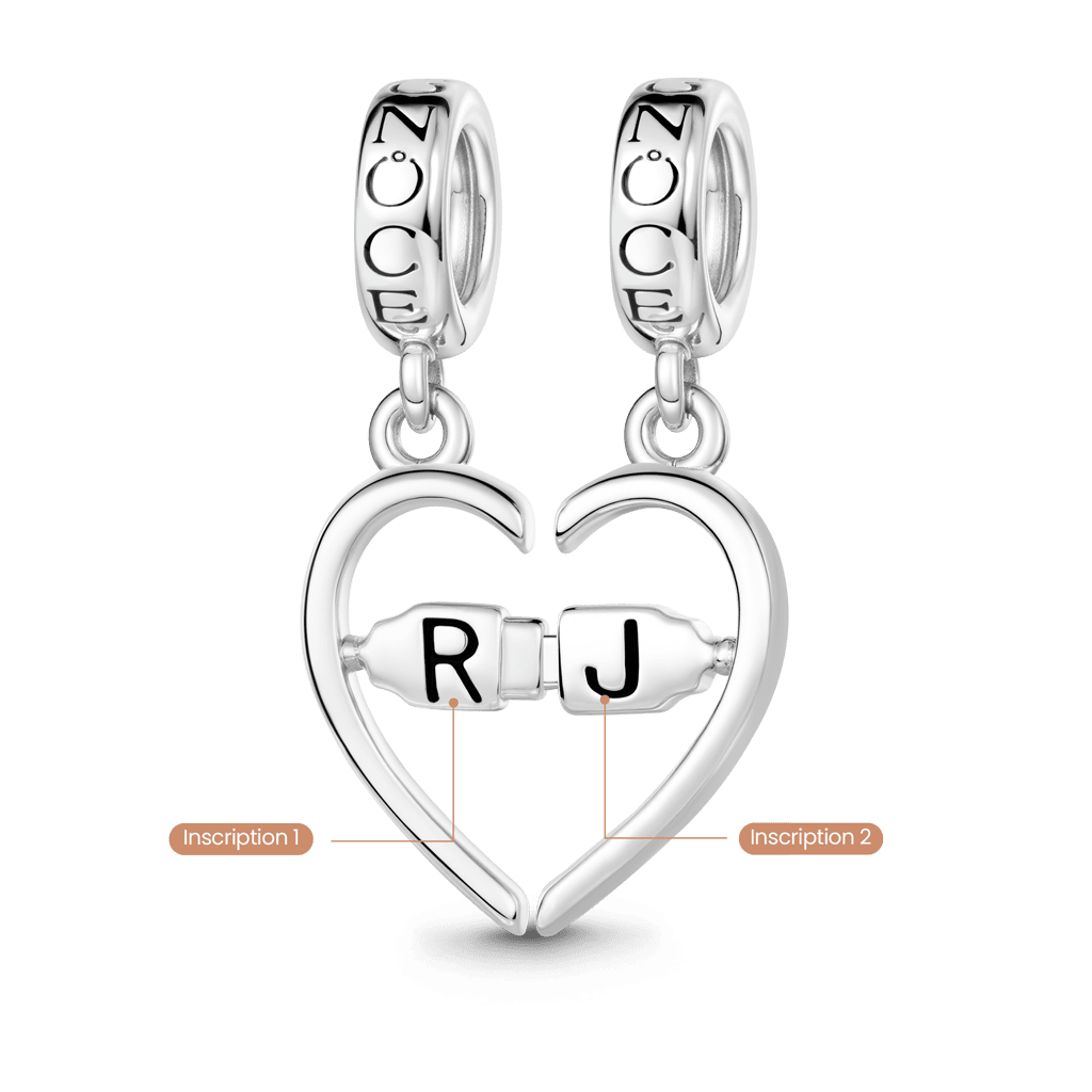 Gnoce Splittable Heart Engravable Charm Platinum-plated Silver Blend_5
