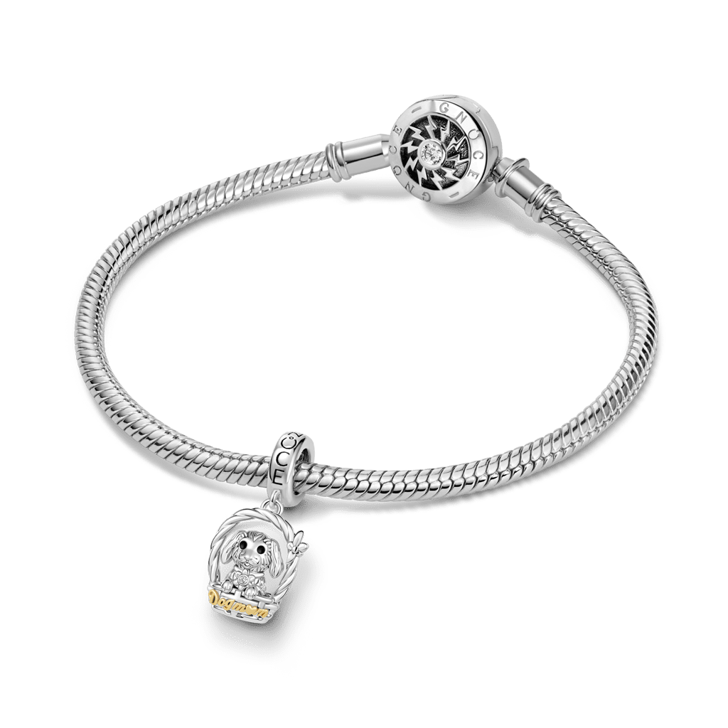 Gnoce Dog Mother Charm Platinum-plated Silver Blend_3