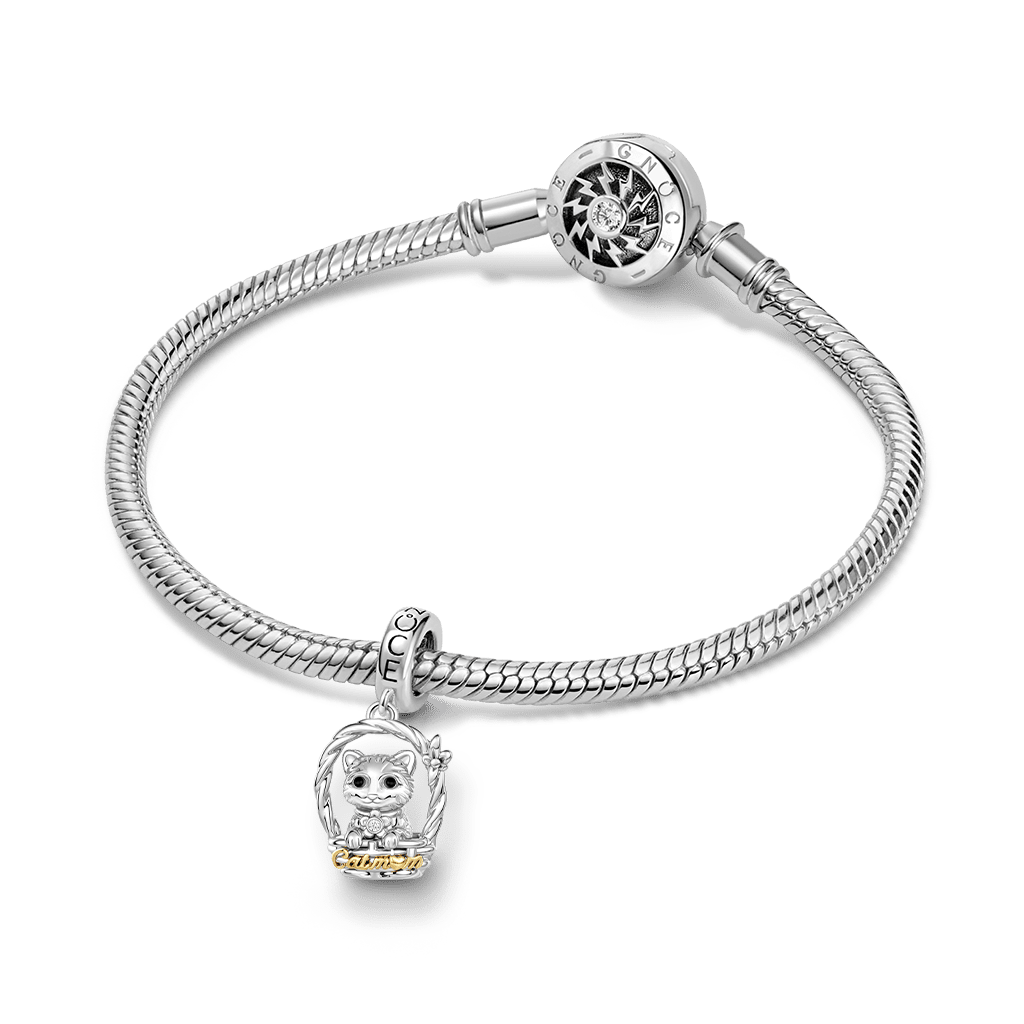 Gnoce Cat Mother Charm Platinum-plated Silver Blend_3