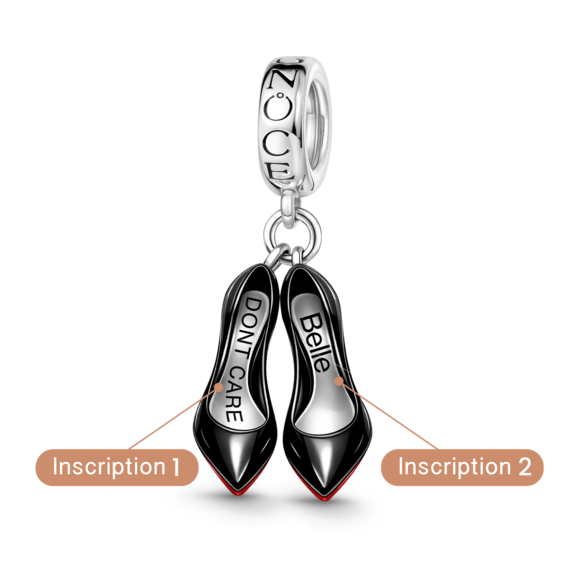 Gnoce Devil's High Heels Charm Platinum-plated Silver Blend_2