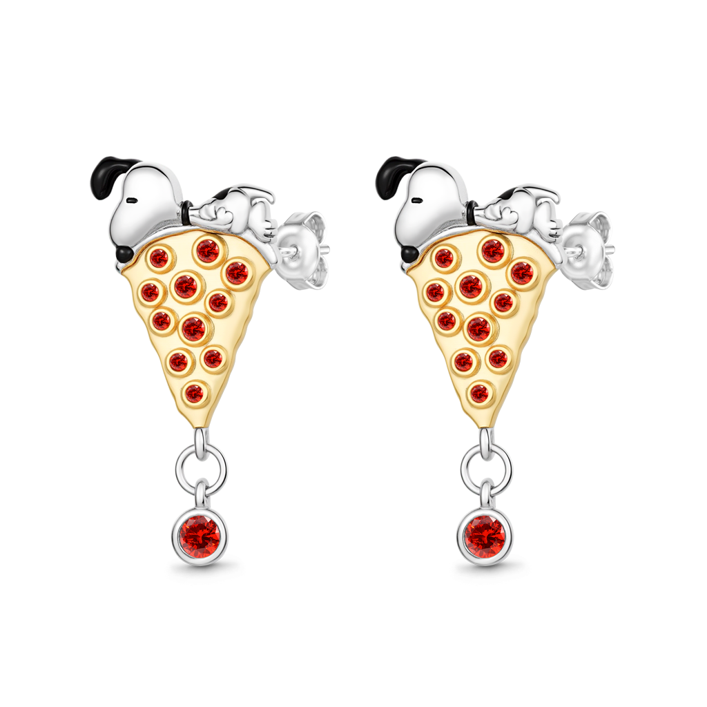 Gnoce Peanuts Snoopy Pizza Stud Earrings_1