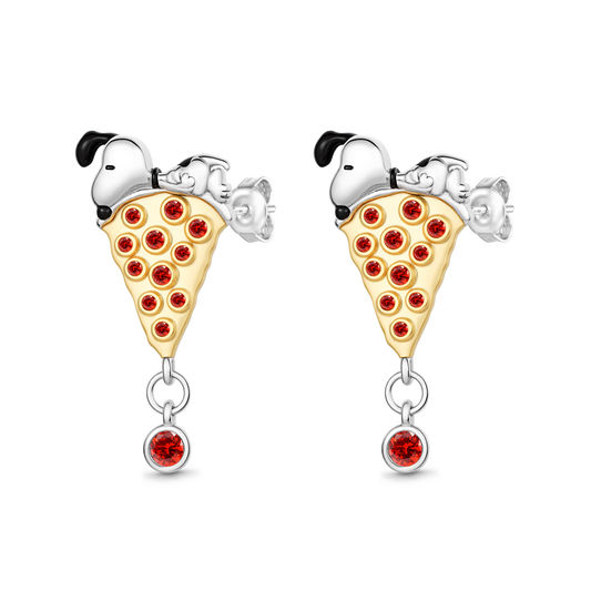 Gnoce Peanuts Snoopy Pizza Stud Earrings_1