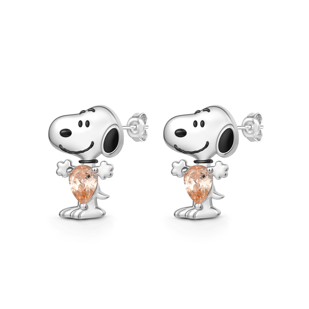 Gnoce Peanuts Snoopy Embraces Pear-Cut Stud Earrings_1