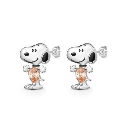 Gnoce Peanuts Snoopy Embraces Pear-Cut Stud Earrings_1