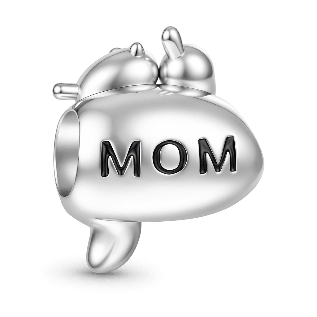 Gnoce Mother Cat & Kittens Engravable Charm Platinum-plated Silver Blend_6