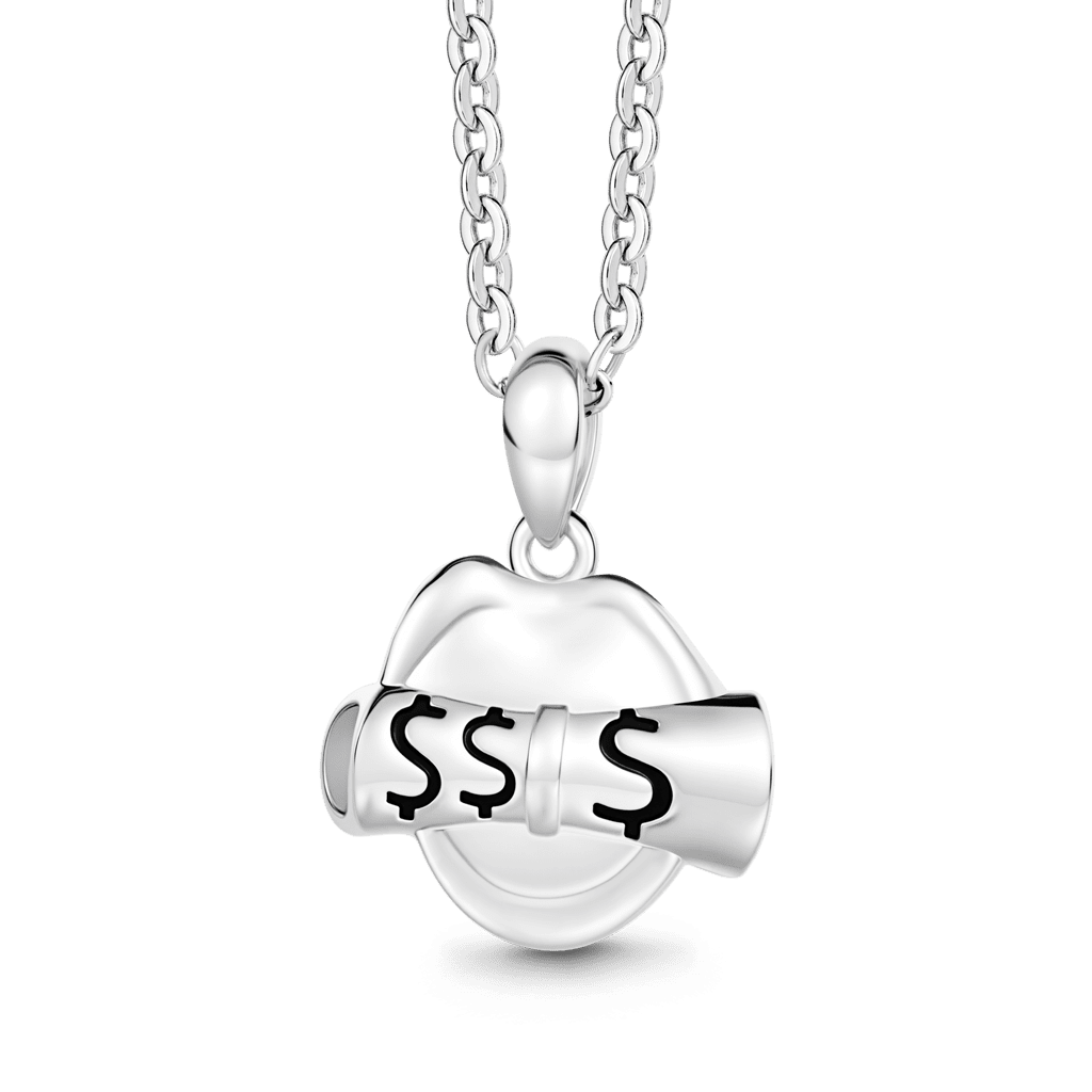 Gnoce No Broke Boys Mouth Pendant Necklace Platinum-plated Silver Blend_4