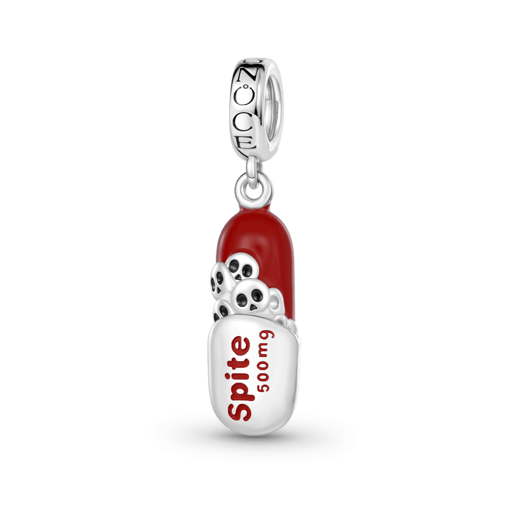 Gnoce Resentment Pill Engravable Charm Platinum-plated Silver Blend_1