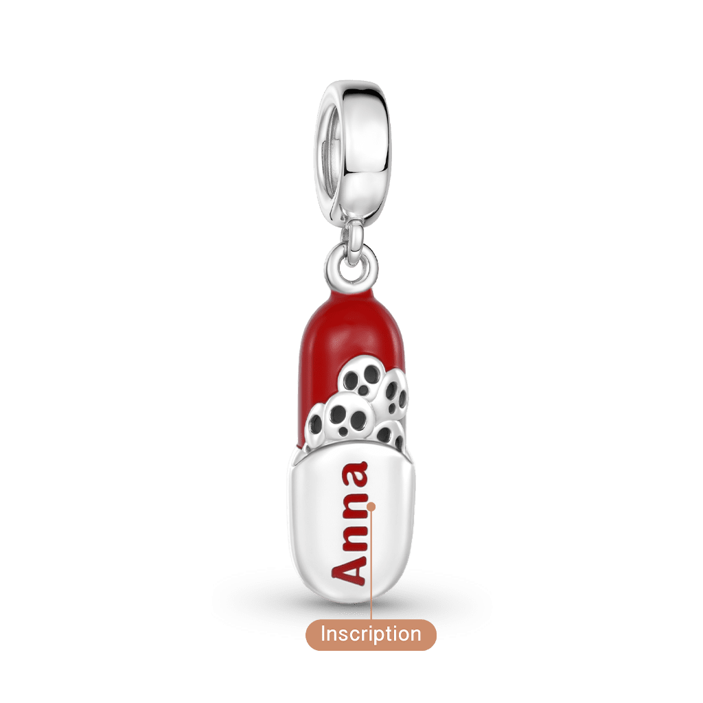 Gnoce Resentment Pill Engravable Charm Platinum-plated Silver Blend_2