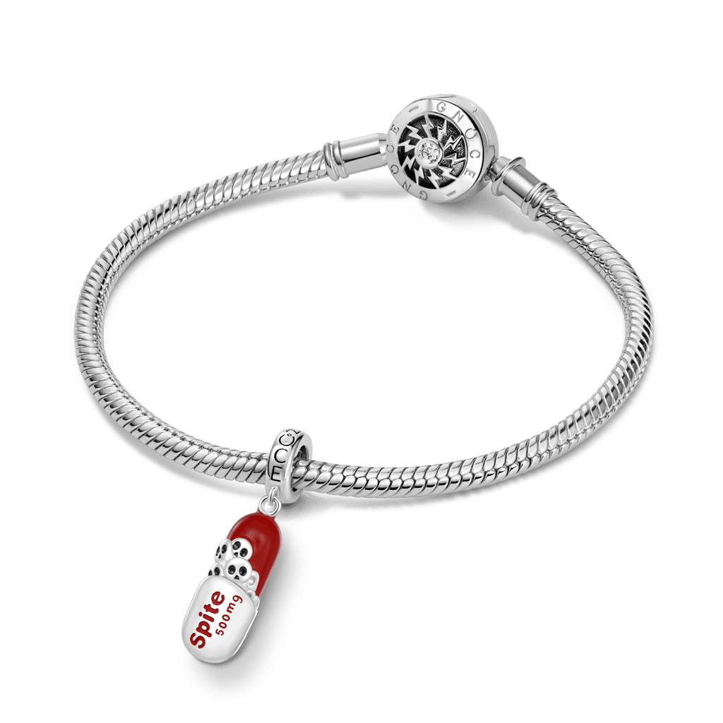 Gnoce Resentment Pill Engravable Charm Platinum-plated Silver Blend_4