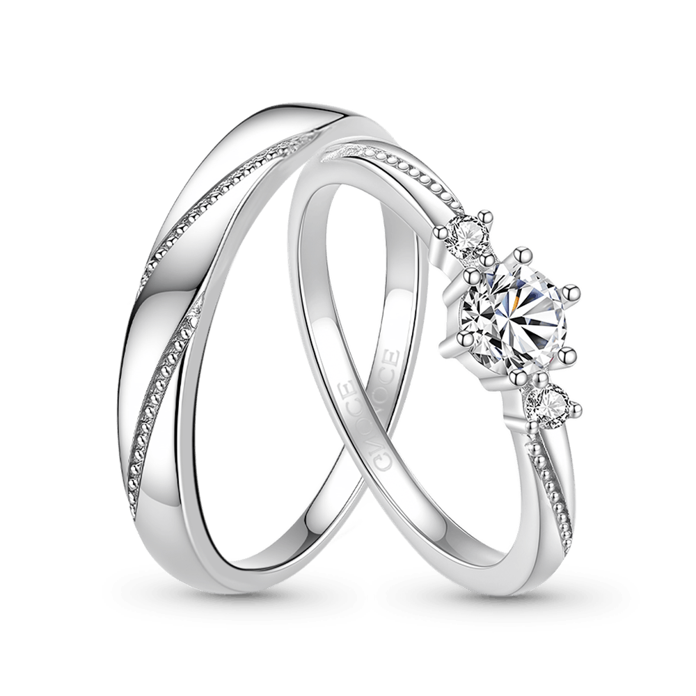Gnoce 'Love At First Sight' Adjustable Diamond Couple Rings_1