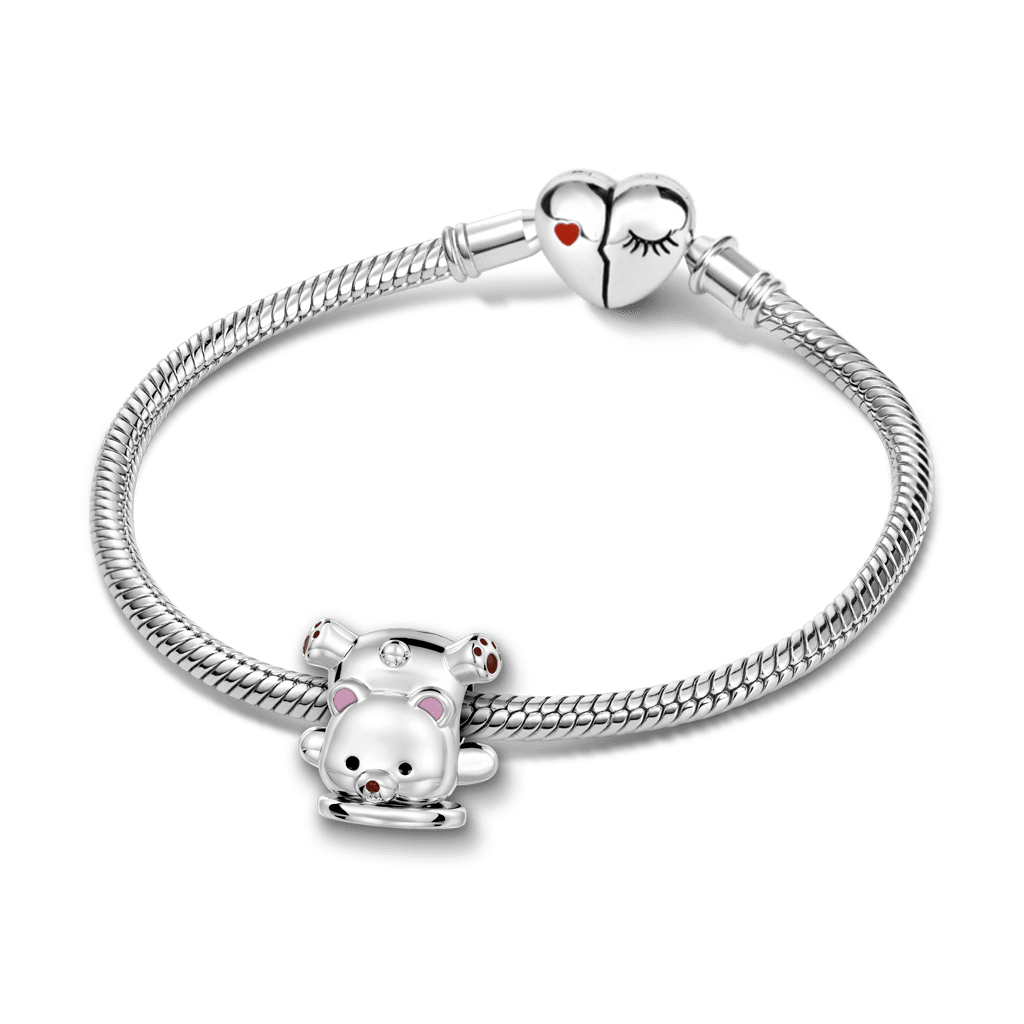 Gnoce Wax Seal Bear Engravable Charm Platinum-plated Silver Blend_4