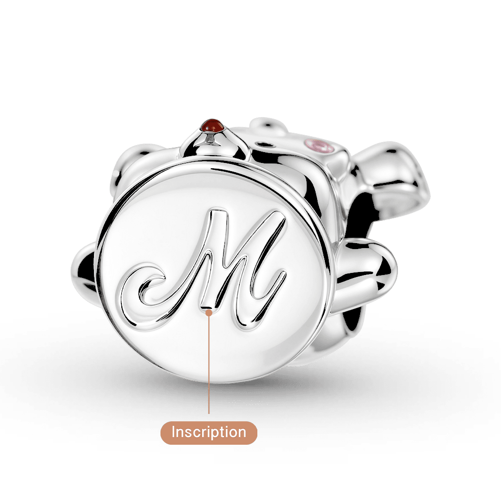 Gnoce Wax Seal Bear Engravable Charm Platinum-plated Silver Blend_2