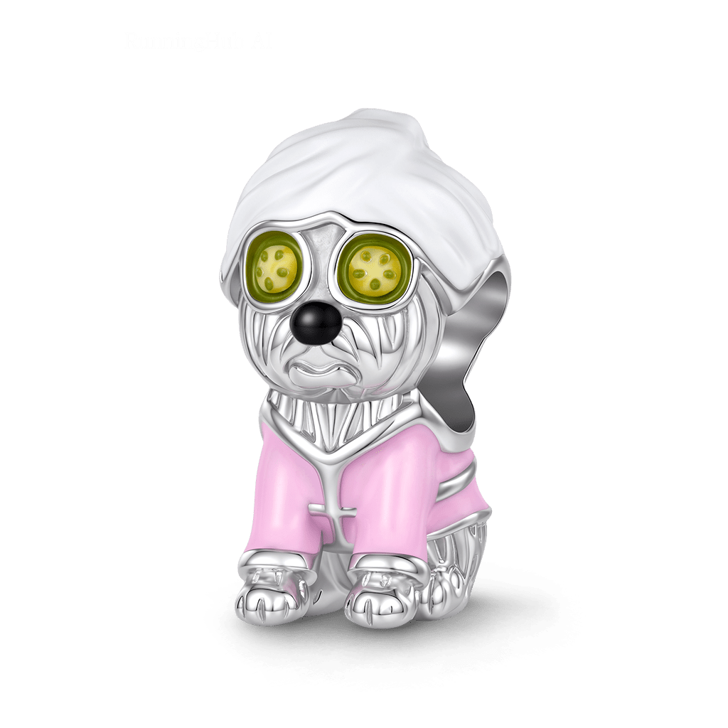 Gnoce Dog Wearing A Headscarf Charm Platinum-plated Silver Blend_1