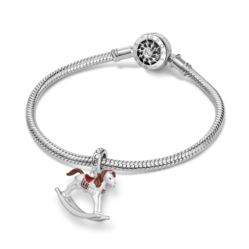 Gnoce Rocking Horse Charm Platinum-plated Silver Blend_3