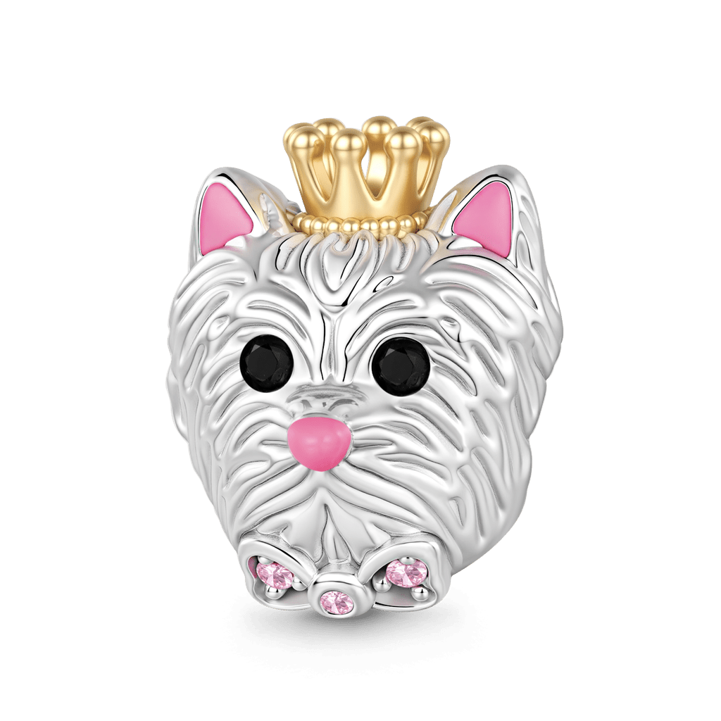 Gnoce Dog Head Engravable Charm Platinum-plated Silver Blend_1