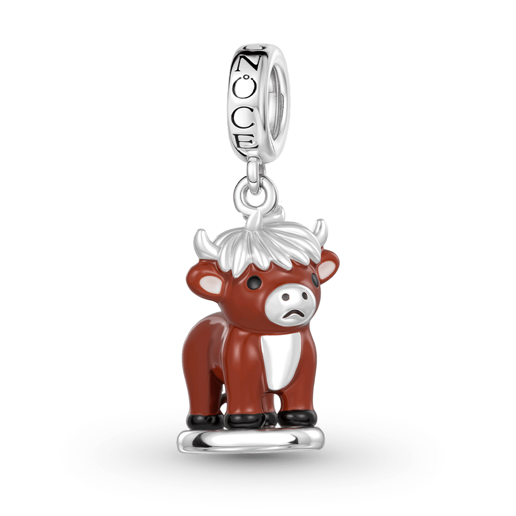 Gnoce Highland Cow Wax Seal Engravable Charm Platinum-plated Silver Blend_1