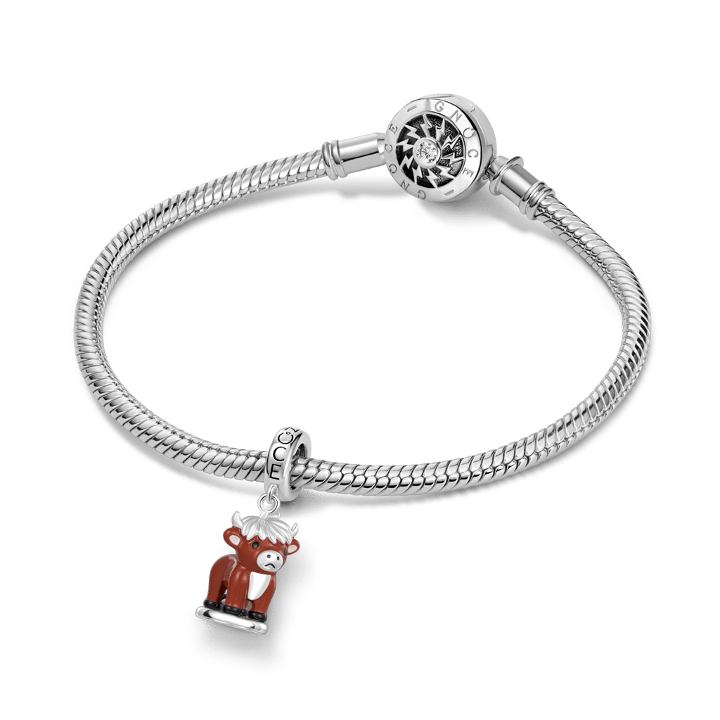 Gnoce Highland Cow Wax Seal Engravable Charm Platinum-plated Silver Blend_4