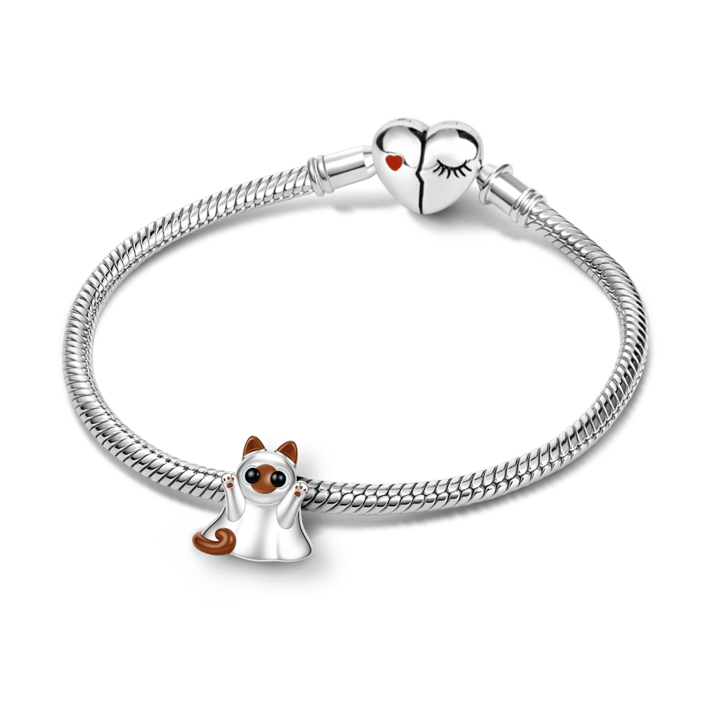 Gnoce Ghost Cat Charm Platinum-plated Silver Blend_3
