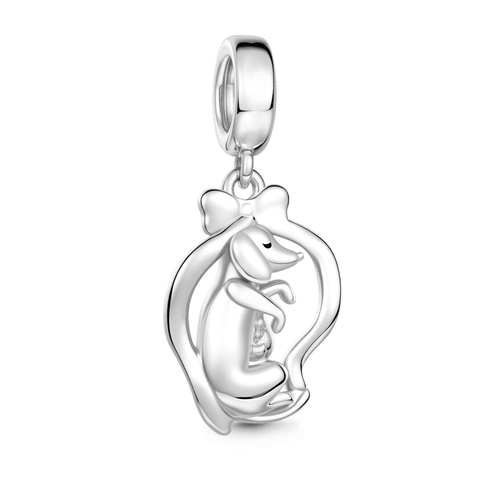 Gnoce Mother Dog & Puppy Charm Platinum-plated Silver Blend_5
