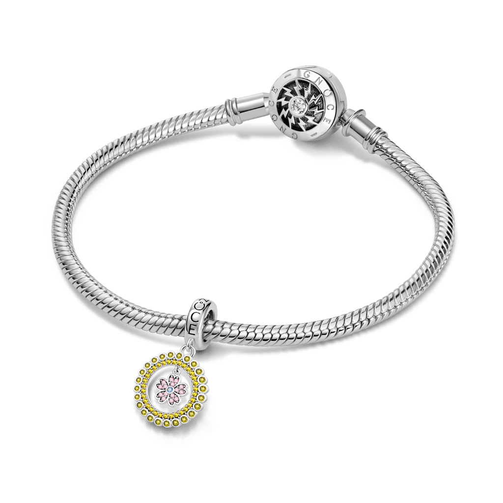 Gnoce Flower Charm Platinum-plated Silver Blend_3