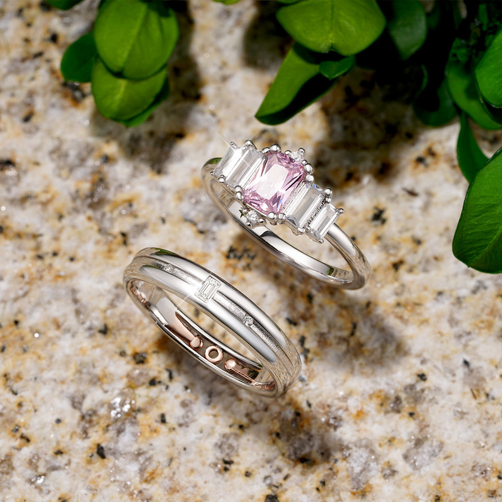 Gnoce Pink Cubic Zirconia Women's Ring_4