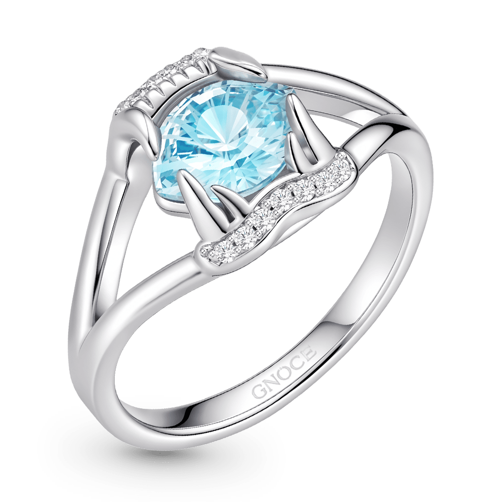 Gnoce Fangs Marquise-Cut Engagement Ring Platinum-plated Silver Blend_4