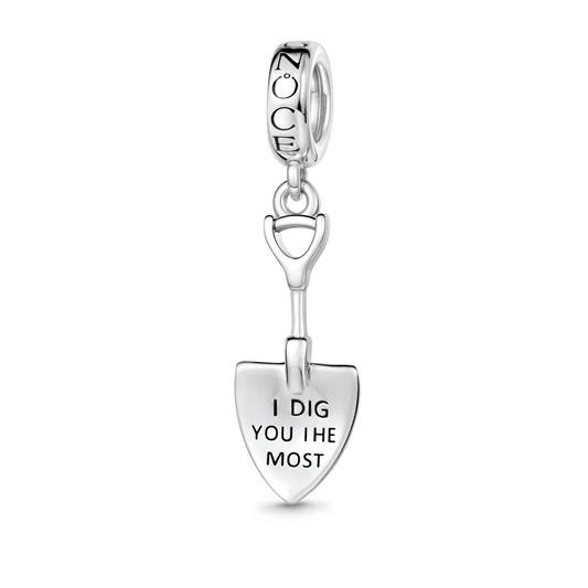 Gnoce Shovel Engravable Charm Platinum-plated Silver Blend_1