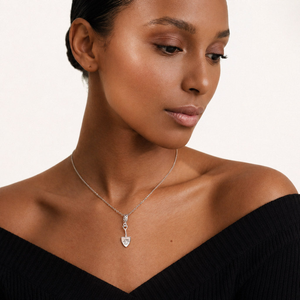 Gnoce Shovel Engravable Charm Platinum-plated Silver Blend_5