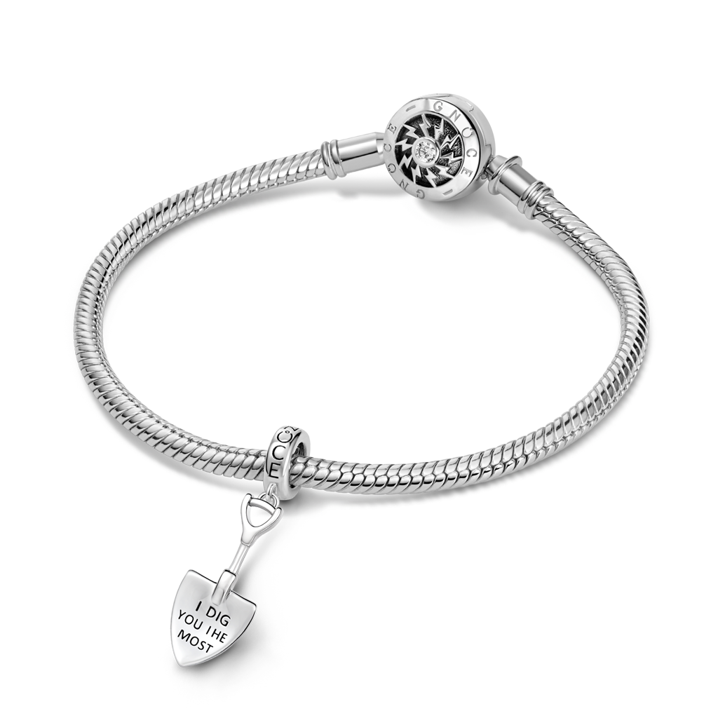 Gnoce Shovel Engravable Charm Platinum-plated Silver Blend_3