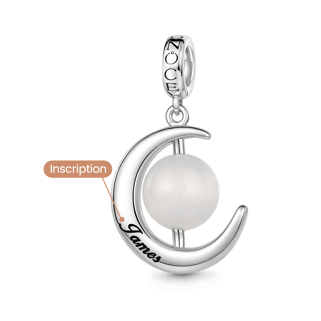 Gnoce Moon Engravable Charm Platinum-plated Silver Blend_7