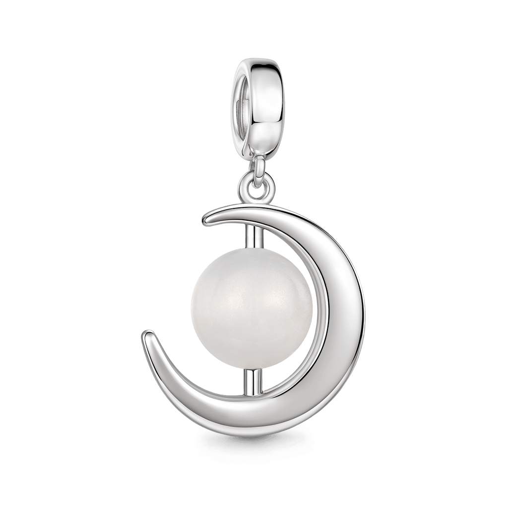 Gnoce Moon Engravable Charm Platinum-plated Silver Blend_6