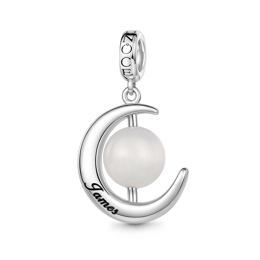 Gnoce Moon Engravable Charm Platinum-plated Silver Blend_1