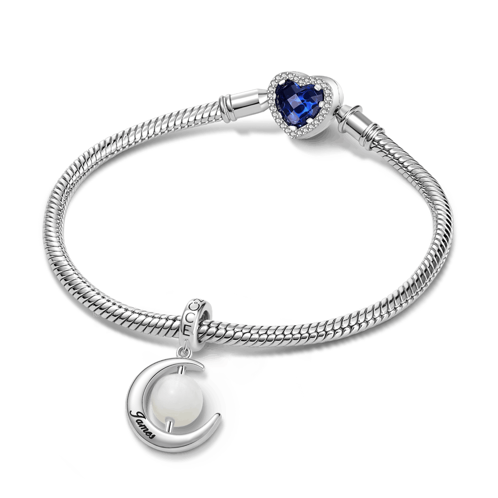 Gnoce Moon Engravable Charm Platinum-plated Silver Blend_4