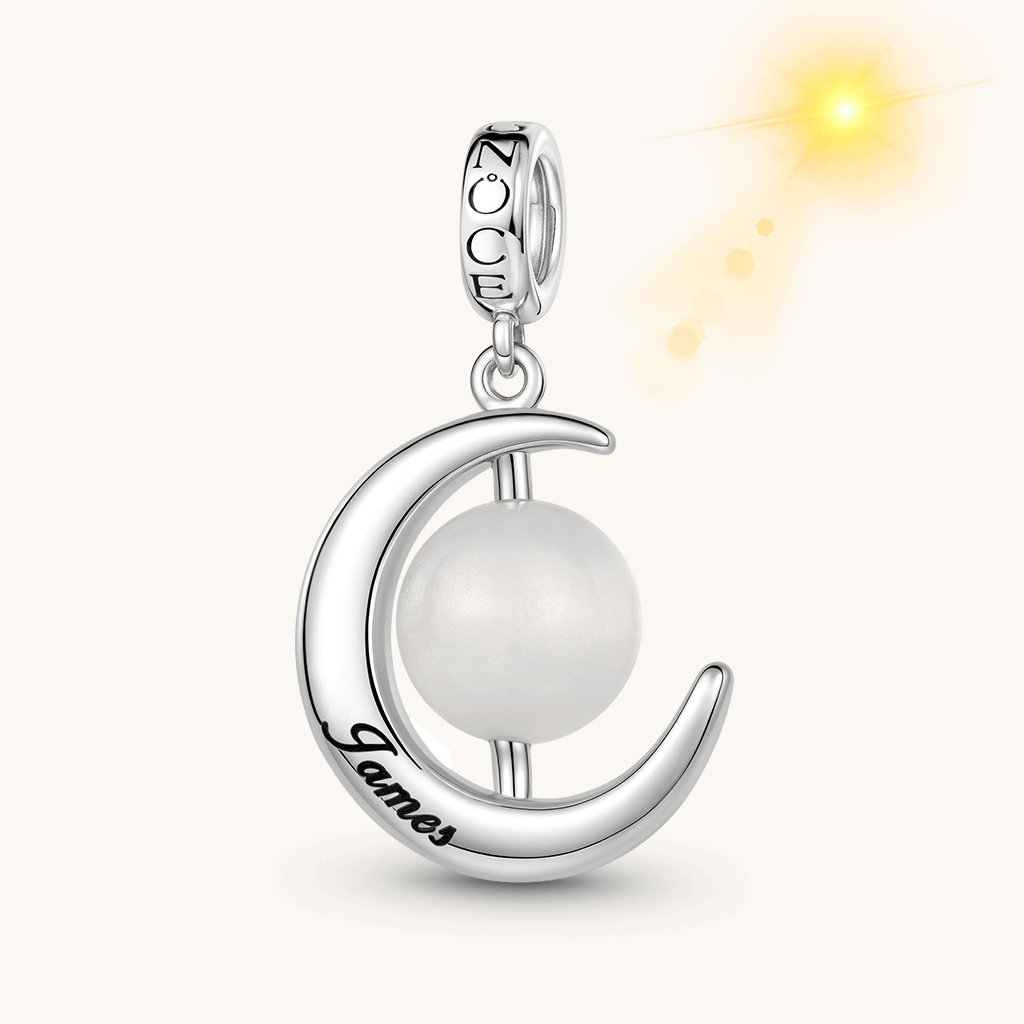 Gnoce Moon Engravable Charm Platinum-plated Silver Blend_2
