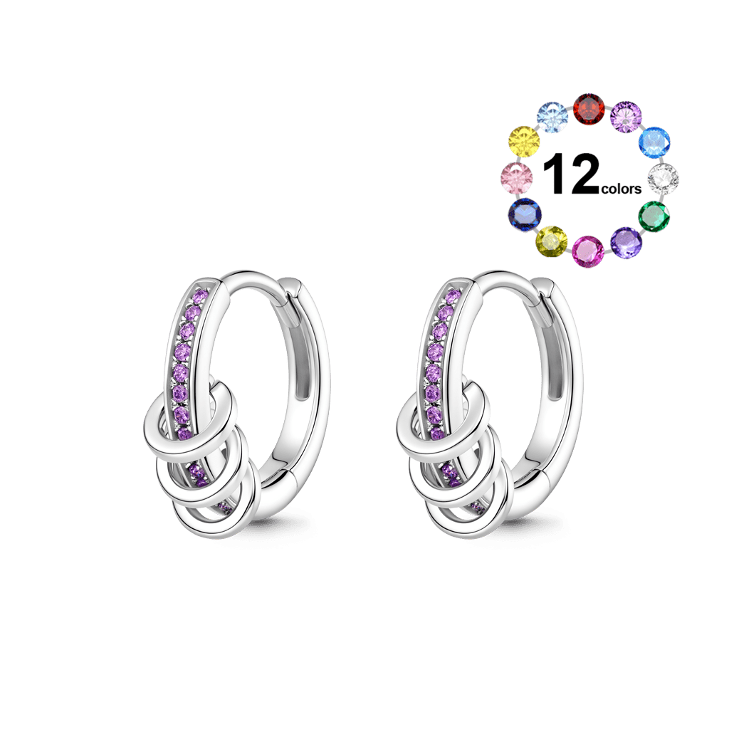 Gnoce Birthstone Hoop Earrings Platinum-plated Silver Blend_1