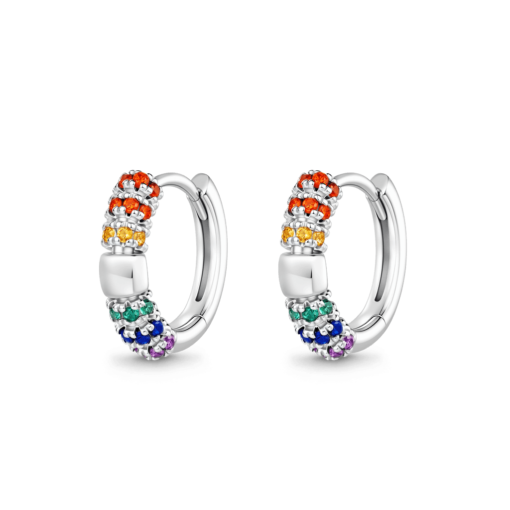 Gnoce Multicolor Hoop Earrings Platinum-plated Silver Blend_1