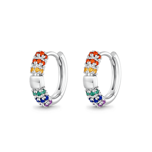Gnoce Multicolor Hoop Earrings Platinum-plated Silver Blend_1