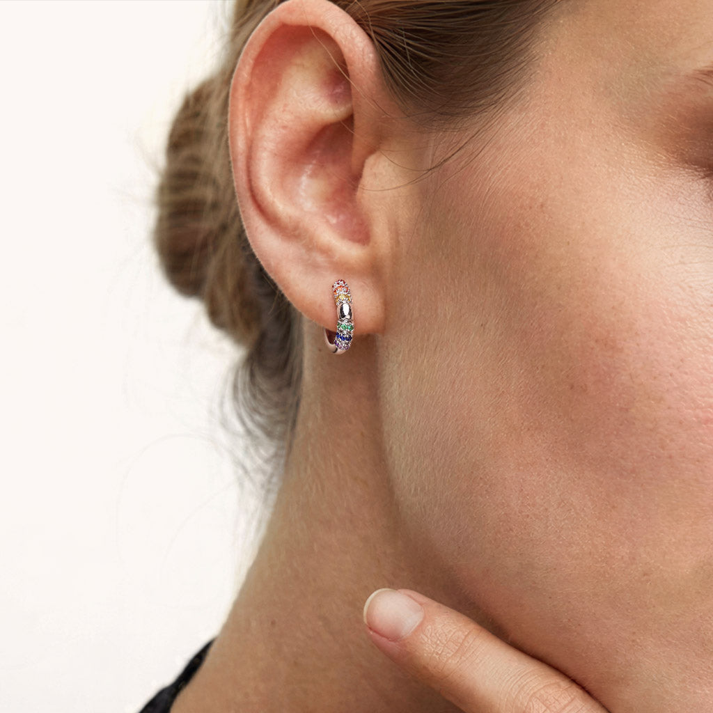 Gnoce Multicolor Hoop Earrings Platinum-plated Silver Blend_2