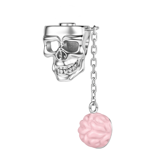Gnoce Skull Brain Charm Platinum-plated Silver Blend_1