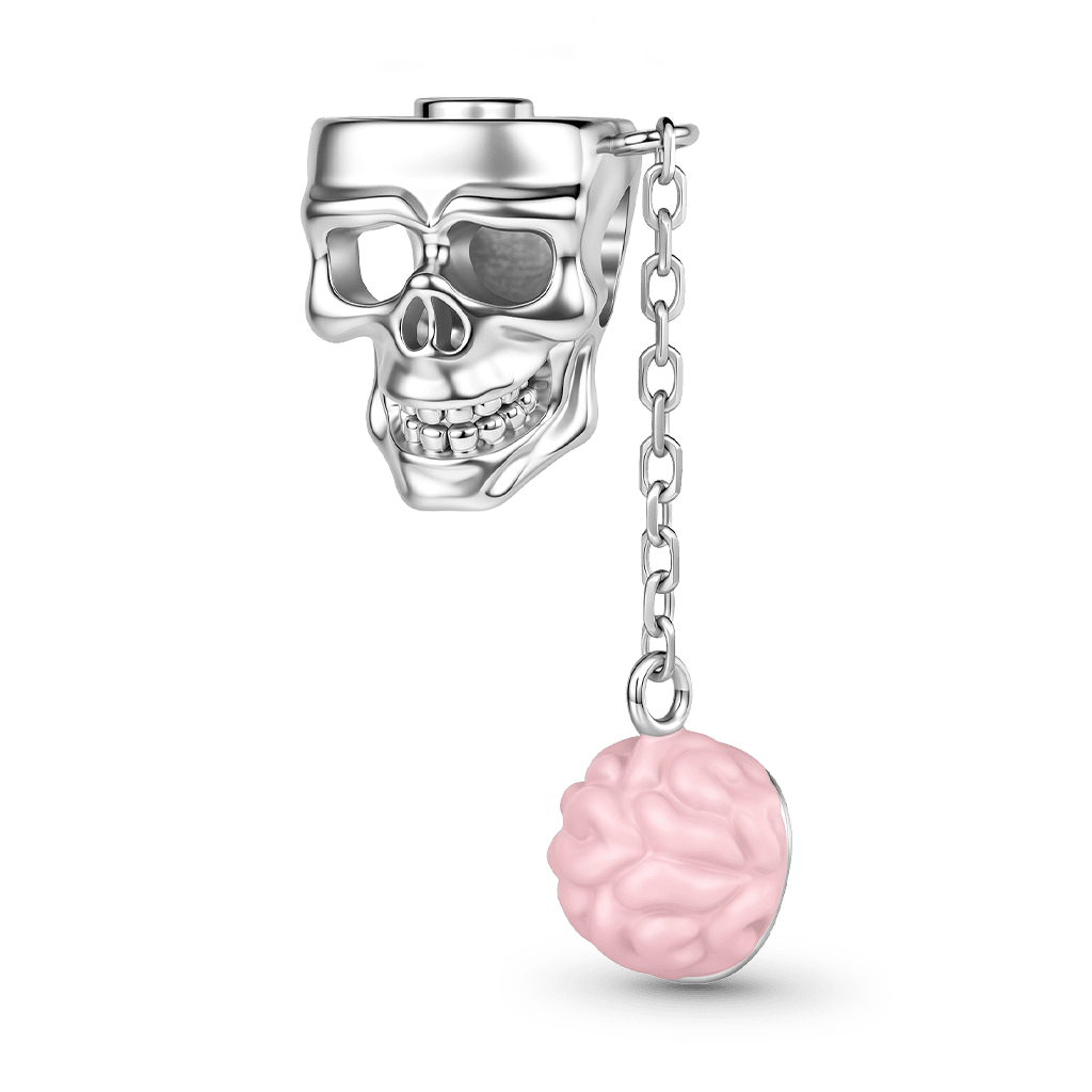 Gnoce Skull Brain Charm Platinum-plated Silver Blend_2