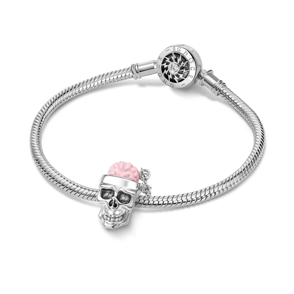 Gnoce Skull Brain Charm Platinum-plated Silver Blend_5