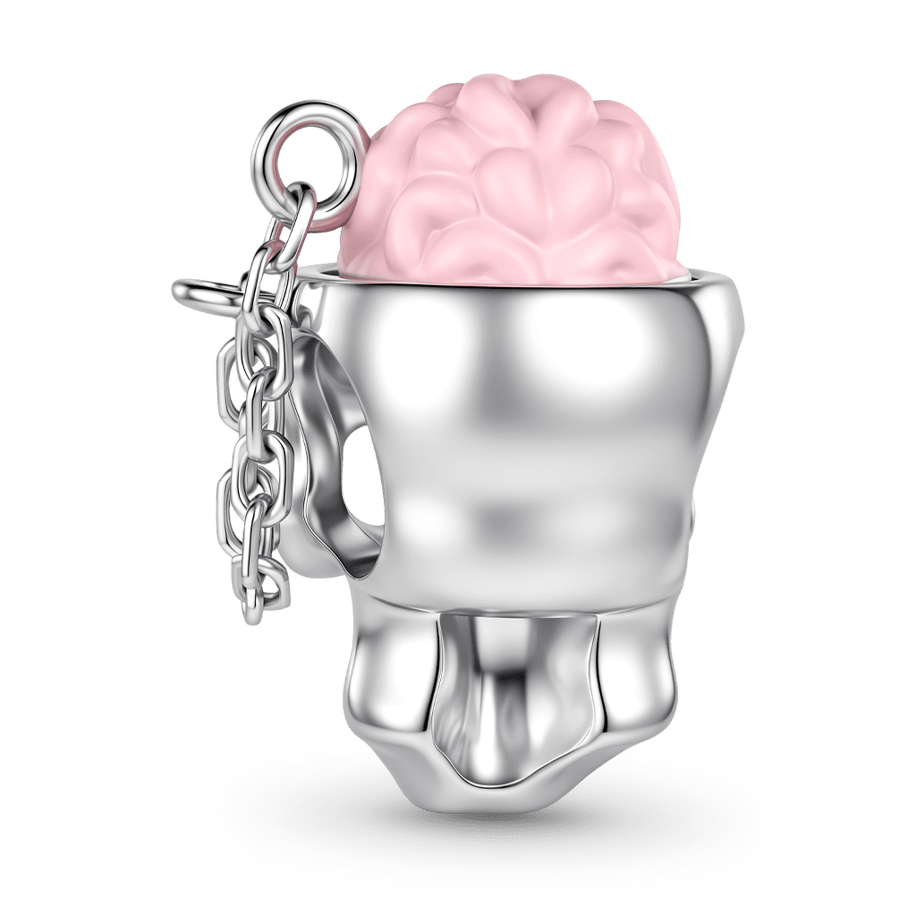 Gnoce Skull Brain Charm Platinum-plated Silver Blend_7
